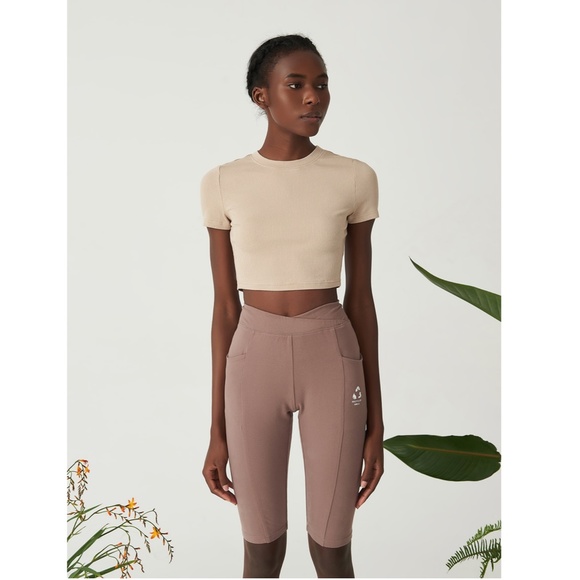 RIb Knit Crop Top in Beige - Picture 6 of 12